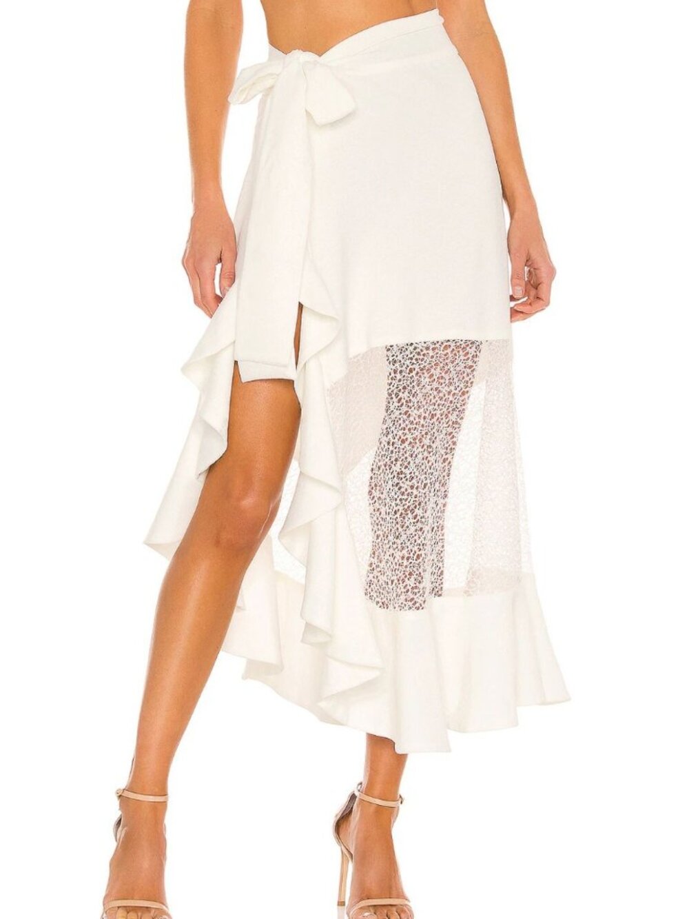 PatBO Linen Midi Wrap Skirt in White Size Small